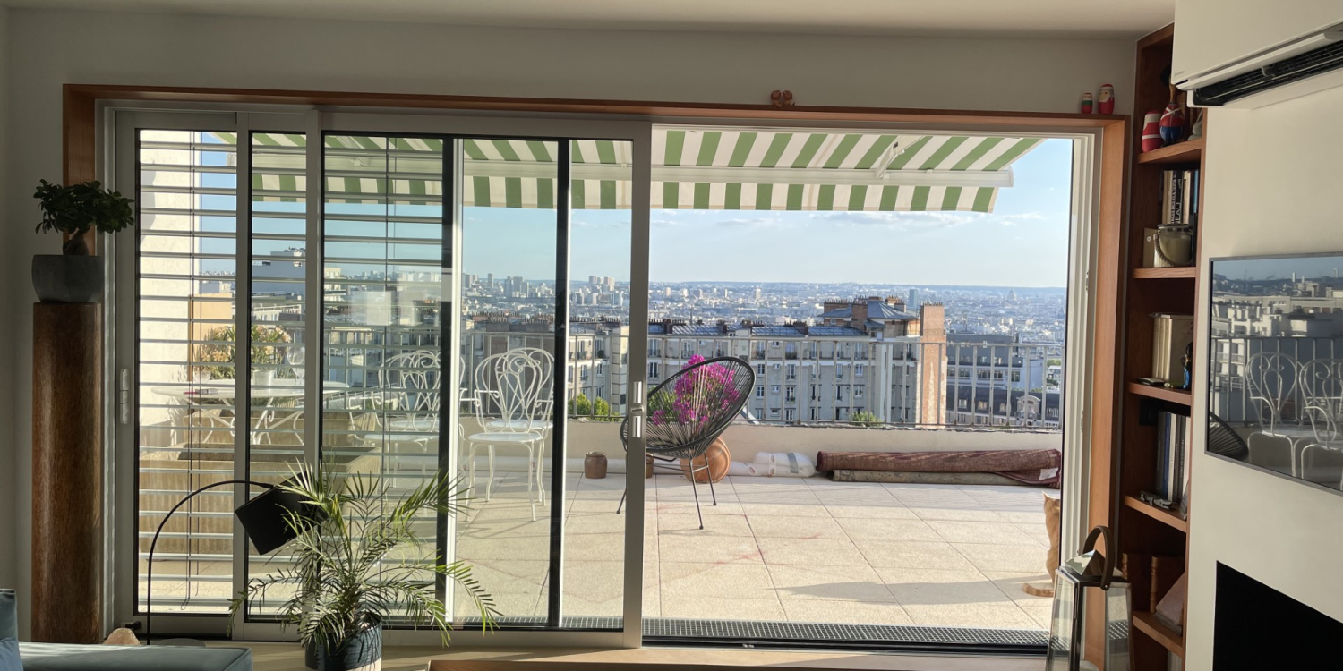 Photo 0 - Penthouse avec terrasse panoramique sur Paris  - Séjour donnant sur terrasse panoramique  