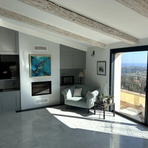 Photo 19 - Villa de luxe avec vue panoramique sur la mer - Salon avec cheminée