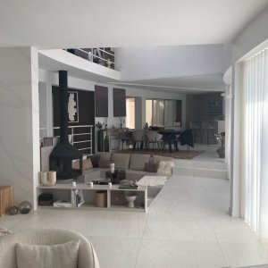Photo 18 - Villa design avec vue panoramique  - Salon avec cheminée 