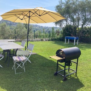 Photo 10 - Garden with swimming pool and view of St Paul and the hills of Vence - Barbecue