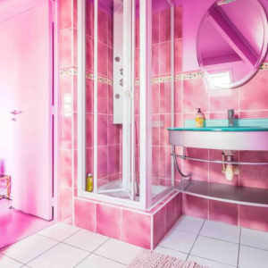 Photo 14 - Villa unique Casa di Roma aux portes Paris  - Salle de bain de la chambre rose