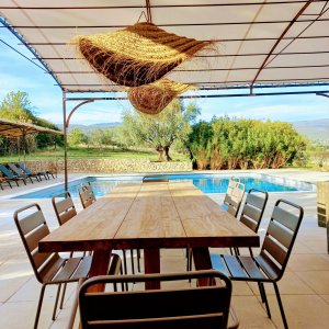 Photo 15 - Bastide luxueuse avec piscine chauffée, Luberon, Mariages, événements familiaux et professionnels - Table teck 3 m sous pergola