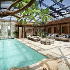 Photo 2 - Authentique Moulin sur les falaises de Bonifacio, villa de 420 m² avec piscine intérieure chauffée - Piscine chauffée