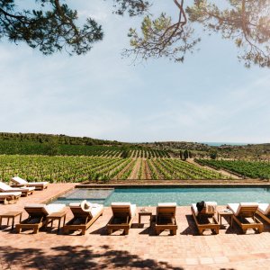 Photo 1 - Château Wine & Spa 5* - La piscine avec vignes à perte de vue et la mer au loin